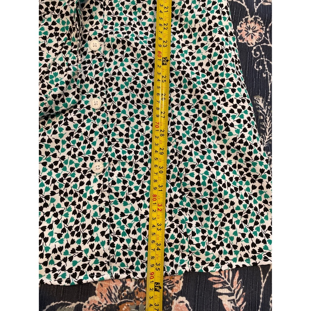 PopSugar Green Black Tulip Floral Shirt Dress Button Front Belted Pockets‎ M NEW - Picture 12 of 16